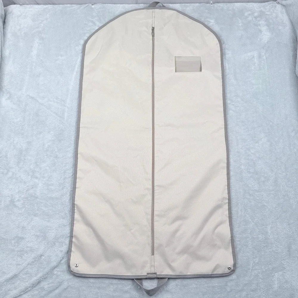 Brioni Garment Bag Cream Grey Logo Hanging Folding Suit Carrier Travel Cover 071